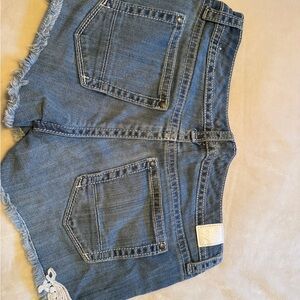 YMI Light Blue Denim Shorts with Floral Trim